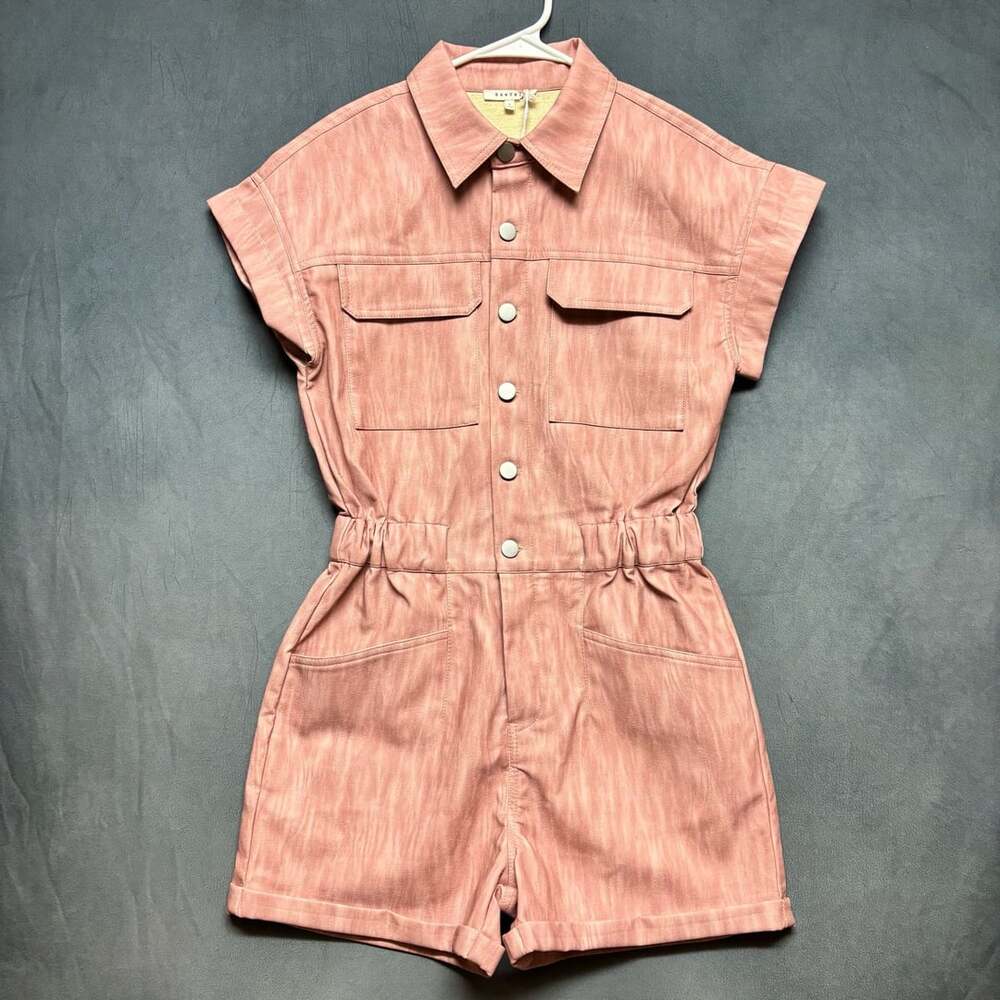 Baevely Pink Pleather Utility Romper Size S New With Tags